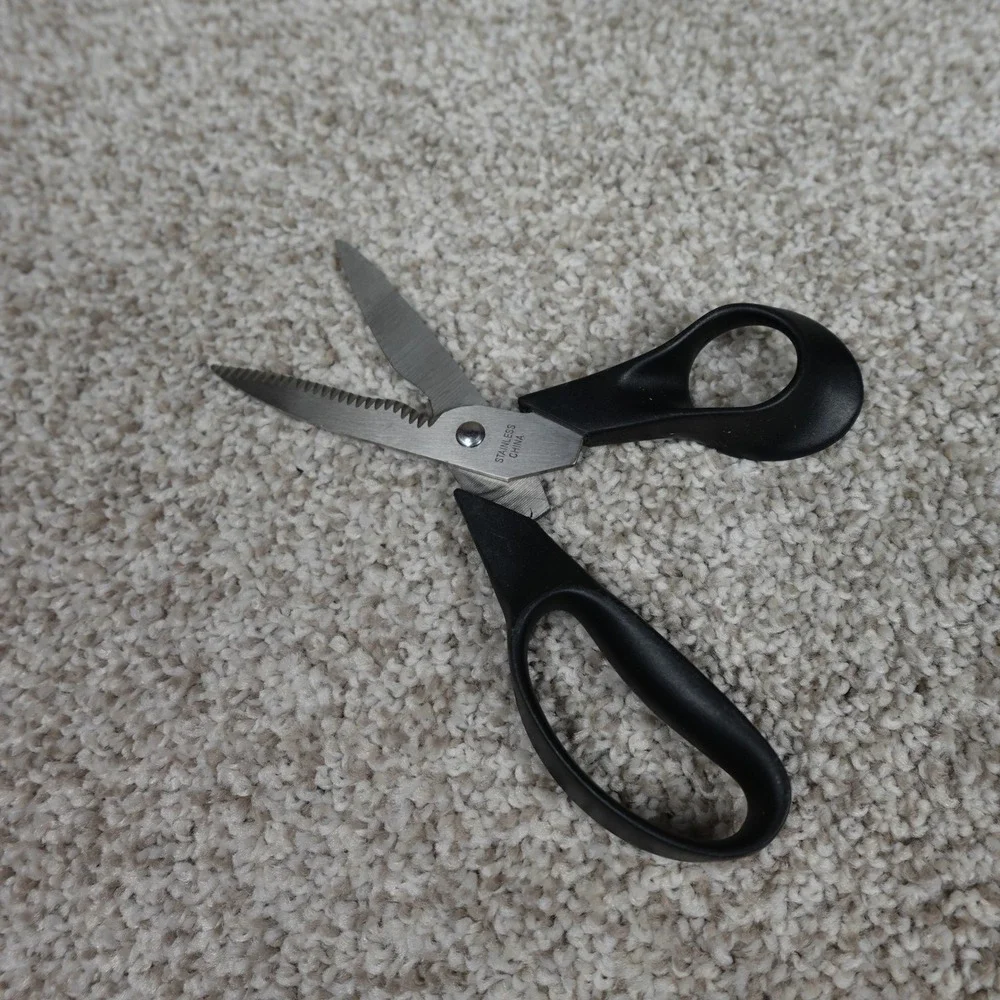 Stainless Steel Kitchen Shears‎ Utility Scissors Black Serrated Blade 7 Inch